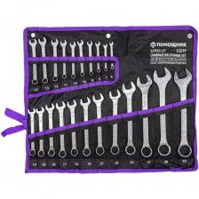 Набор Помощник включает 22 комбинированных ключа с размерами от 6 мм до 32 мм, включая популярные дублирующие позиции (10 и 13 мм). Каждый ключ выполнен из прочной стали и покрыт CrNi (хром-никелевым) защитным слоем, который обеспечивает устойчивость к коррозии, повышает износостойкость и придаёт инструменту аккуратный внешний вид.Ключи удобно размещены на полотне, что облегчает хранение и транспортировку. Набор идеально подходит для автослесарей, механиков, мастеров по ремонту техники и бытового использования.Преимущества набора:22 ключа в комплекте Широкий диапазон размеров от 6 до 32 мм — подходит для большинства крепежейПокрытие CrNi (хром-никель) Защищает металл от влаги, солей, кислот и других агрессивных сред, увеличивает срок службы и сохраняет внешний видКомбинированная форма Сочетание рожкового и накидного профиля — универсальность в работеПолотно для хранения Удобная организация и компактное размещение ключейПрочная сталь Надёжность при высоких нагрузках и интенсивной эксплуатации Набор Помощник включает 22 комбинированных ключа с размерами от 6 мм до 32 мм, включая популярные дублирующие позиции (10 и 13 мм). Каждый ключ выполнен из прочной стали и покрыт CrNi (хром-никелевым) защитным слоем, который обеспечивает устойчивость к коррозии, повышает износостойкость и придаёт инструменту аккуратный внешний вид.Ключи удобно размещены на полотне, что облегчает хранение и транспортировку. Набор идеально подходит для автослесарей, механиков, мастеров по ремонту техники и бытового использования.Преимущества набора:22 ключа в комплекте Широкий диапазон размеров от 6 до 32 мм — подходит для большинства крепежейПокрытие CrNi (хром-никель) Защищает металл от влаги, солей, кислот и других агрессивных сред, увеличивает срок службы и сохраняет внешний видКомбинированная форма Сочетание рожкового и накидного профиля — универсальность в работеПолотно для хранения Удобная организация и компактное размещение ключейПрочная сталь Надёжность при высоких нагрузках и интенсивной эксплуатации