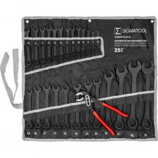 Набор ключей от бренда SIGMATOOL — это продуманный комплект из 25 инструментов, включающий комбинированные ключи, переставные пассатижи и чехол-полотно. Он разработан для тех, кто ценит надёжность, удобство и универсальность при работе с крепежом. Ключи выполнены из прочной углеродистой стали с защитным воронёным покрытием, что делает их устойчивыми к коррозии и механическим нагрузкам. Комплект идеально подходит как для профессионального автосервиса, так и для домашнего мастера. Широкий диапазон размеров ключей Переставные пассатижи 250 мм Надёжный материал и покрытие Углеродистая сталь Компактная упаковка Прямое исполнение и точная посадка Набор ключей от бренда SIGMATOOL — это продуманный комплект из 25 инструментов, включающий комбинированные ключи, переставные пассатижи и чехол-полотно. Он разработан для тех, кто ценит надёжность, удобство и универсальность при работе с крепежом. Ключи выполнены из прочной углеродистой стали с защитным воронёным покрытием, что делает их устойчивыми к коррозии и механическим нагрузкам. Комплект идеально подходит как для профессионального автосервиса, так и для домашнего мастера. Широкий диапазон размеров ключей Переставные пассатижи 250 мм Надёжный материал и покрытие Углеродистая сталь Компактная упаковка Прямое исполнение и точная посадка