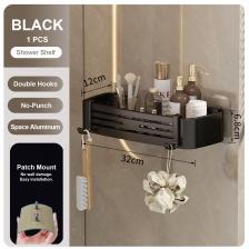 Полка для ванной комнаты без перфорации для душа, полка для ванной комнаты, алюминиевая подвесная стойка с крючками, органайзер для ванной комнаты, повесить на стену Полка для ванной комнаты без перфорации для душа, полка для ванной комнаты, алюминиевая подвесная стойка с крючками, органайзер для ванной комнаты, повесить на стену