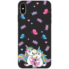 Силиконовый чехол на Apple iPhone XS Max / Эпл Айфон Икс Эс Макс с рисунком "Unicorns and Candies" Soft Touch черный Силиконовый чехол на Apple iPhone XS Max / Эпл Айфон Икс Эс Макс с рисунком "Unicorns and Candies" Soft Touch черный