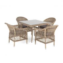 Обеденная группа плетеная, цвет соломенный 4SIS Сицилия SC4T-5-SET Обеденная группа плетеная, цвет соломенный 4SIS Сицилия SC4T-5-SET