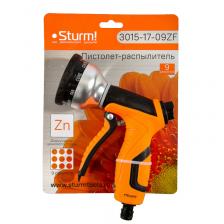 Распылители Пистолет для полива Sturm 3015-17-09ZF, 9 режимов, цинковая форсунка, корпус с резиновым покрытием Распылители Пистолет для полива Sturm 3015-17-09ZF, 9 режимов, цинковая форсунка, корпус с резиновым покрытием