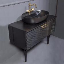 Тумба с раковиной Armadi Art Vallessi Avangarde Linea 100 черная, с накладной раковиной Тумба с раковиной Armadi Art Vallessi Avangarde Linea 100 черная, с накладной раковиной