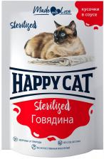 Влажный корм для кошек Happy Cat для стерилизованных кусочки в соусе говядина 85г Влажный корм для кошек Happy Cat для стерилизованных кусочки в соусе говядина 85г