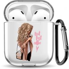 Силиконовый чехол для наушников Airpods 1/2 "Девушка с кофе" Силиконовый чехол для наушников Airpods 1/2 "Девушка с кофе"