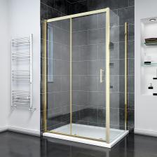 Душевой уголок Veconi Rovigo RV-055G 130х80 см, профиль брашированное золото, стекло прозрачное Душевой уголок Veconi Rovigo RV-055G 130х80 см, профиль брашированное золото, стекло прозрачное