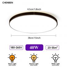 CHENBEN Светодиодный потолочный светильник 18/30/40Вт белый/черный теплый/белый/нейтральный свет 220В CHENBEN Светодиодный потолочный светильник 18/30/40Вт белый/черный теплый/белый/нейтральный свет 220В