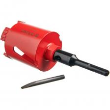 Алмазная коронка используется совместно с дрелями при проведении строительных и ремонтных работ. Предназначена для сверления отверстий в конструкциях из неармированного и слабоармированного бетона, пенобетона, кирпича. Оснастка идеально подходит для выполнения отверстий под розетки. Не требует принудительного охлаждения во время работы. Конструкция сверла предусматривает наличие центрирующего сверла из твердого сплава с переходником М16-SDS+. Наличие четырех алмазных сегментов гарантирует высокую производительность при работе коронкой. Имеет внутреннюю резьбу М16. Инструмент не подходит для ударного сверления. Алмазная коронка используется совместно с дрелями при проведении строительных и ремонтных работ. Предназначена для сверления отверстий в конструкциях из неармированного и слабоармированного бетона, пенобетона, кирпича. Оснастка идеально подходит для выполнения отверстий под розетки. Не требует принудительного охлаждения во время работы. Конструкция сверла предусматривает наличие центрирующего сверла из твердого сплава с переходником М16-SDS+. Наличие четырех алмазных сегментов гарантирует высокую производительность при работе коронкой. Имеет внутреннюю резьбу М16. Инструмент не подходит для ударного сверления.