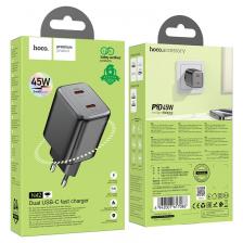 Сетевое зарядное устройство Hoco (N42) Elogiado 2xType-C/PD 45W charger (EU) (черный) Сетевое зарядное устройство Hoco (N42) Elogiado 2xType-C/PD 45W charger (EU) (черный)