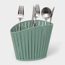 Подставка для столовых приборов IDEA «Вязание», 11x20x15 см, пластик, зелёный Подставка для столовых приборов IDEA «Вязание», 11x20x15 см, пластик, зелёный