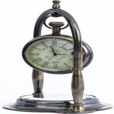 Старинные морские викторианские часы Лондон 1876 года из латуни с настольным декором и компасом Старинные морские викторианские часы Лондон 1876 года из латуни с настольным декором и компасом