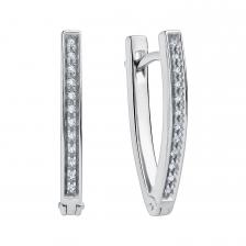 Серебряные серьги с бриллиантами и платинированием Серебряные серьги с бриллиантами и платинированием