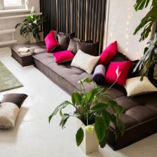 Диван кровать бескаркасный трансформер модульный MIELLA Lora, коричневый велюр, подушки коричневые Диван кровать бескаркасный трансформер модульный MIELLA Lora, коричневый велюр, подушки коричневые