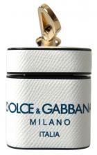 Элегантный кожаный чехол для Airpods в белом и синем цвете Dolce & Gabbana Элегантный кожаный чехол для Airpods в белом и синем цвете Dolce & Gabbana