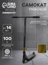 Самокат трюковой GRAFFITI Advanced 24, колёса PU 100 мм, SCS компрессия, ABEC 9 Chrome, цвет чёрный Самокат трюковой GRAFFITI Advanced 24, колёса PU 100 мм, SCS компрессия, ABEC 9 Chrome, цвет чёрный