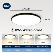 Водонепроницаемый светильник для ванной комнаты, потолочный светодиодный потолочный светильник 18 Вт, 30 Вт, 40 Вт, круглый светодиодный потолочный светильник для кухни, гостиной, туалета, 220 В Водонепроницаемый светильник для ванной комнаты, потолочный светодиодный потолочный светильник 18 Вт, 30 Вт, 40 Вт, круглый светодиодный потолочный светильник для кухни, гостиной, туалета, 220 В