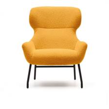 Belina Кресло из горчичной ткани букле и стали с черной отделкой La Forma (ex Julia Grup) арт.178034 Belina Кресло из горчичной ткани букле и стали с черной отделкой La Forma (ex Julia Grup) арт.178034