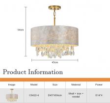 Хрустальные люстры в форме ракушки для спальни, столовой, прибрежный стиль, круглый хрустальный подвесной светильник K9, светильник в помещении для прихожей Хрустальные люстры в форме ракушки для спальни, столовой, прибрежный стиль, круглый хрустальный подвесной светильник K9, светильник в помещении для прихожей