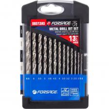 Набор сверл по металлу HSS 13 предметов от бренда Forsage - это набор спиральных свёрл, предназначенных для сверления отверстий в металлических изделиях.Качество. Сверло изготовлено из высококачественной быстрорежущей стали (HSS), которая обеспечивает высокую стойкость, выдающуюся скорость сверления, простым и точным центрированием и длительным сроком службы.Тип сверла - прокатная у-образная спираль, которая обеспечивает эффективное удаление стружки и улучшенную стабильность при сверлении.Универсальность. Цилиндрический хвостовик сверла предназначен для использования с различными типами электроинструментов: дрель, перфоратор, шуруповерт, сверлильный станок. Сверло по металлу HSS используется в производстве металлообрабатывающей промышленности, в ремонтных работах, а также при выполнении базовых домашних работ.Удобство хранения. Поставляется в пластиковом футляре, который обеспечивает удобное хранение и транспортировку сверл, что позволяет сохранить их в хорошем состоянии на протяжении длительного времени. Набор сверл по металлу HSS 13 предметов от бренда Forsage - это набор спиральных свёрл, предназначенных для сверления отверстий в металлических изделиях.Качество. Сверло изготовлено из высококачественной быстрорежущей стали (HSS), которая обеспечивает высокую стойкость, выдающуюся скорость сверления, простым и точным центрированием и длительным сроком службы.Тип сверла - прокатная у-образная спираль, которая обеспечивает эффективное удаление стружки и улучшенную стабильность при сверлении.Универсальность. Цилиндрический хвостовик сверла предназначен для использования с различными типами электроинструментов: дрель, перфоратор, шуруповерт, сверлильный станок. Сверло по металлу HSS используется в производстве металлообрабатывающей промышленности, в ремонтных работах, а также при выполнении базовых домашних работ.Удобство хранения. Поставляется в пластиковом футляре, который обеспечивает удобное хранение и транспортировку сверл, что позволяет сохранить их в хорошем состоянии на протяжении длительного времени.