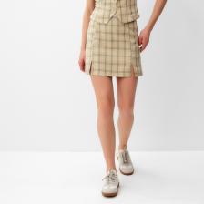 Юбка мини женская MINAKU: Casual Collection, клетка бежевая, размер 46 Юбка мини женская MINAKU: Casual Collection, клетка бежевая, размер 46