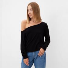 Лонгслив на одно плечо женский MINAKU: Basic line, чёрный, размер 46 Лонгслив на одно плечо женский MINAKU: Basic line, чёрный, размер 46