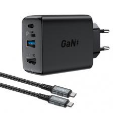 Зарядное устройство ACEFAST A17 65W GaN multi-function HUB charger set EU с кабелем USB-C, USB-C, черный AF-A17-BK Зарядное устройство ACEFAST A17 65W GaN multi-function HUB charger set EU с кабелем USB-C, USB-C, черный AF-A17-BK