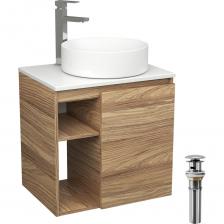 Тумба Bauedge Bau Dream Blackwood 60 правая, раковина BAU Dream круглая D41, смеситель для раковины высокий Hotel Still, нержавеющая сталь, выпуск клик клак, SD3240 Тумба Bauedge Bau Dream Blackwood 60 правая, раковина BAU Dream круглая D41, смеситель для раковины высокий Hotel Still, нержавеющая сталь, выпуск клик клак, SD3240