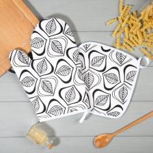 Набор кухонный Этель Leaves варежка-прихватка 20x27 см, прихватка 19x19 см,100% хлопок Набор кухонный Этель Leaves варежка-прихватка 20x27 см, прихватка 19x19 см,100% хлопок