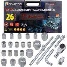 Набор инструментов SIGMATOOL на 26 предметов состоящий из 12-гр. головок с посадочным квадратом 3/4" и 1" — это идеальное решение для каждого автомобилиста, который хочет иметь под рукой все необходимое для технического обслуживания и ремонта своего автомобиля. Этот универсальный комплект позволяет решать широкий спектр задач по обеспечению надежности и эффективности работ. Полная комплектация для любых задач. В набор входят основные инструменты, такие как трещотка, торцевые головки и воротки, которые обеспечат быструю и точную работу с крепежом. Набор подходит как для простых регулировок, так и для сложных ремонтных операций. Качество материалов. Инструменты изготовлены из высокопрочной стали, что обеспечивает устойчивость к коррозии и износу. Этот набор SIGMATOOL станет надежным помощником в вашем гараже, готовым к интенсивному использованию на протяжении многих лет. Удобство работы. Трещотка позволяет легко и быстро откручивать и закручивать гайки, вороток дает возможность работать в труднодоступных местах, обеспечивая максимальный комфорт при выполнении даже сложных задач. Компактность и удобство хранения. все инструменты размещены в компактном кейсе, который не занимает много места в багажнике или гараже. Это решение позволяет всегда иметь набор под рукой для экстренной помощи на дороге или для планового обслуживания машины. Регулярное техническое обслуживание автомобиля. Используйте этот набор для выполнения базового ТО, такого как замена фильтров, регулировка тормозов, проверка и замена свечей зажигания. Домашние работы. Набор инструментов также подойдет для выполнения мелкого ремонта дома или на даче, будь то сборка мебели, ремонт бытовой техники или установка техники. Набор инструментов SIGMATOOL на 26 предметов состоящий из 12-гр. головок с посадочным квадратом 3/4" и 1" — это идеальное решение для каждого автомобилиста, который хочет иметь под рукой все необходимое для технического обслуживания и ремонта своего автомобиля. Этот универсальный комплект позволяет решать широкий спектр задач по обеспечению надежности и эффективности работ. Полная комплектация для любых задач. В набор входят основные инструменты, такие как трещотка, торцевые головки и воротки, которые обеспечат быструю и точную работу с крепежом. Набор подходит как для простых регулировок, так и для сложных ремонтных операций. Качество материалов. Инструменты изготовлены из высокопрочной стали, что обеспечивает устойчивость к коррозии и износу. Этот набор SIGMATOOL станет надежным помощником в вашем гараже, готовым к интенсивному использованию на протяжении многих лет. Удобство работы. Трещотка позволяет легко и быстро откручивать и закручивать гайки, вороток дает возможность работать в труднодоступных местах, обеспечивая максимальный комфорт при выполнении даже сложных задач. Компактность и удобство хранения. все инструменты размещены в компактном кейсе, который не занимает много места в багажнике или гараже. Это решение позволяет всегда иметь набор под рукой для экстренной помощи на дороге или для планового обслуживания машины. Регулярное техническое обслуживание автомобиля. Используйте этот набор для выполнения базового ТО, такого как замена фильтров, регулировка тормозов, проверка и замена свечей зажигания. Домашние работы. Набор инструментов также подойдет для выполнения мелкого ремонта дома или на даче, будь то сборка мебели, ремонт бытовой техники или установка техники.