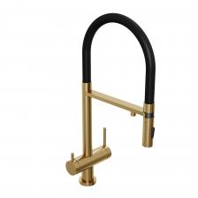 Смеситель для кухни ABELSBERG Venta (IXF73979BG) с подключением к фильтру, выдвижным и гибким изливом, золотой/черный Смеситель для кухни ABELSBERG Venta (IXF73979BG) с подключением к фильтру, выдвижным и гибким изливом, золотой/черный