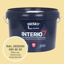Краска для стен HUSKY INTERIO 7 Жёлтое лимонное мороженое, 2.5 л 32550 - матовая исключительно прочная и стойкая к мытью акриловая краска премиум-класса для стен и потолков во всех типах сухих и влажных помещений: гостиные, кухни, ванные комнаты, холлы, детские комнаты, спальни, офисные помещения и т. д. Применяется для окраски бетонных, зашпатлеванных, оклеенных обоями, обшитых древесиной, ДВП, ДСП, ПВХ, гипсокартонными листами поверхностей. Краска обеспечивает исключительную легкость нанесения в сочетании с практически идеальным качеством и долговечностью покрытия. Окрашенные поверхности сохраняют равномерную матовость и чистоту цвета не менее 15 лет. Продукт обладает высокой степенью укрывистости. Легко и равномерно наносится на поверхность. Не разбрызгивается при нанесении, не оставляет потеков, полос и следов от инструмента. Окрашенные основания выдерживают сухую и влажную уборку с мягкими моющими средствами. Полную прочность, достаточную для мытья окрашенных поверхностей, краска приобретает в течение 14 дней. Краска для стен HUSKY INTERIO 7 Жёлтое лимонное мороженое, 2.5 л 32550 - матовая исключительно прочная и стойкая к мытью акриловая краска премиум-класса для стен и потолков во всех типах сухих и влажных помещений: гостиные, кухни, ванные комнаты, холлы, детские комнаты, спальни, офисные помещения и т. д. Применяется для окраски бетонных, зашпатлеванных, оклеенных обоями, обшитых древесиной, ДВП, ДСП, ПВХ, гипсокартонными листами поверхностей. Краска обеспечивает исключительную легкость нанесения в сочетании с практически идеальным качеством и долговечностью покрытия. Окрашенные поверхности сохраняют равномерную матовость и чистоту цвета не менее 15 лет. Продукт обладает высокой степенью укрывистости. Легко и равномерно наносится на поверхность. Не разбрызгивается при нанесении, не оставляет потеков, полос и следов от инструмента. Окрашенные основания выдерживают сухую и влажную уборку с мягкими моющими средствами. Полную прочность, достаточную для мытья окрашенных поверхностей, краска приобретает в течение 14 дней.