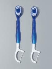 Зубная щётка, с зубной нитью, 10.5 см, набор - 2 шт., синяя Зубная щётка, с зубной нитью, 10.5 см, набор - 2 шт., синяя