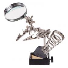 Держатель Третья рука, 2 зажима, лупа 60мм (2.5х), подставка паяльника, ниша, губка, чугун REXANT, цена за 1 шт Держатель Третья рука, 2 зажима, лупа 60мм (2.5х), подставка паяльника, ниша, губка, чугун REXANT, цена за 1 шт