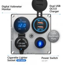 12 В Usb двойное зарядное устройство розетка для автомобильного прикуривателя Мощность водонепроницаемый Usb-порт адаптер 5 в розетки вольтметр цифровой 12 В Usb двойное зарядное устройство розетка для автомобильного прикуривателя Мощность водонепроницаемый Usb-порт адаптер 5 в розетки вольтметр цифровой