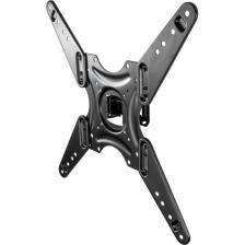 Кронштейн предназначен для крепления телевизоров 26"- 55" дюймов к стене. Оснащен наклонно-поворотным механизмом, который позволяет свободно регулировать положение телевизора. Также кронштейн оснащен дополнительной функцией вращения экрана (360). Конструкция механизма позволяет точно и надежно фиксировать заданное положение с максимальной точностью. Изготовлен из прочной и износоустойчивой стали, что гарантирует безопасность в процессе использования. Все необходимые крепления для установки изделия поставляются в комплекте, что обеспечивает удобный и быстрый монтаж. Расстояние от стены до кронштейна регулируется от 96 мм. Максимальная нагрузка – 30 кг. Поддержка крепления стандарта VESA: 75х75/100х100/200x200/300x300/400x400. Кронштейн предназначен для крепления телевизоров 26"- 55" дюймов к стене. Оснащен наклонно-поворотным механизмом, который позволяет свободно регулировать положение телевизора. Также кронштейн оснащен дополнительной функцией вращения экрана (360). Конструкция механизма позволяет точно и надежно фиксировать заданное положение с максимальной точностью. Изготовлен из прочной и износоустойчивой стали, что гарантирует безопасность в процессе использования. Все необходимые крепления для установки изделия поставляются в комплекте, что обеспечивает удобный и быстрый монтаж. Расстояние от стены до кронштейна регулируется от 96 мм. Максимальная нагрузка – 30 кг. Поддержка крепления стандарта VESA: 75х75/100х100/200x200/300x300/400x400.