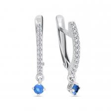 Серебряные серьги с сапфирами и фианитами Серебряные серьги с сапфирами и фианитами