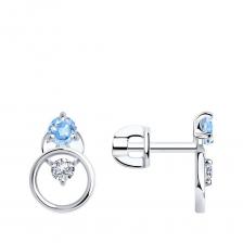 Серебряные серьги с фианитами и родированием Серебряные серьги с фианитами и родированием