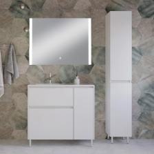 Мебель для ванной комнаты Style Line Барселона 90 L Люкс Plus, с бельевой корзиной, зеркало STWORKI Копенгаген Мебель для ванной комнаты Style Line Барселона 90 L Люкс Plus, с бельевой корзиной, зеркало STWORKI Копенгаген