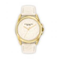Часы женские COACH с кварцевым механизмом, белый циферблат 36 мм, ремешок из натуральной кожи Часы женские COACH с кварцевым механизмом, белый циферблат 36 мм, ремешок из натуральной кожи