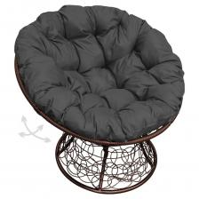 Кресло M-GROUP ПАПАСАН пружинка с ротангом коричневое, серая подушка 12050209 Кресло M-GROUP ПАПАСАН пружинка с ротангом коричневое, серая подушка 12050209