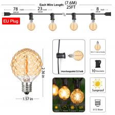 Светодиодная уличная гирлянда в стиле ретро, водонепроницаемая гирлянда G40 1 Вт, светильники Ice Diamond E12 из янтарного стекла, наружные подключаемые светильники для сада Светодиодная уличная гирлянда в стиле ретро, водонепроницаемая гирлянда G40 1 Вт, светильники Ice Diamond E12 из янтарного стекла, наружные подключаемые светильники для сада