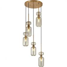 Подвесной светильник Escada Подвесной светильник Escada Gloss 1141/5S Beige 5x60 E14, металл/стекло, античная медь/бежевый Подвесной светильник Escada Подвесной светильник Escada Gloss 1141/5S Beige 5x60 E14, металл/стекло, античная медь/бежевый