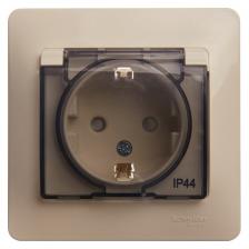 розетка 1 пост SCHNEIDER ELECTRIC Glossa IP44 с/з с/к с/ш бежевый розетка 1 пост SCHNEIDER ELECTRIC Glossa IP44 с/з с/к с/ш бежевый
