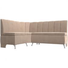 Кухонный угловой диван Кантри левый (велюр бежевый) Лига Диванов 106843L Кухонный угловой диван Кантри левый (велюр бежевый) Лига Диванов 106843L