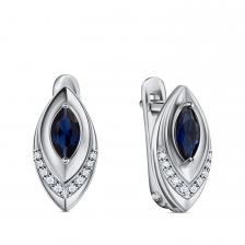 Серебряные серьги с сапфирами и фианитами Серебряные серьги с сапфирами и фианитами