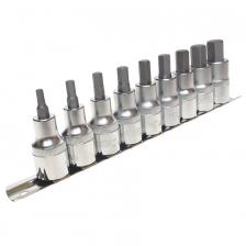 Биты Набор бит-головок JTC H409H, 1/2", HEX H4-H14, 9 предметов Биты Набор бит-головок JTC H409H, 1/2", HEX H4-H14, 9 предметов