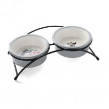 Triol Миска керамическая двойная на подставке для кошек и собак Матроскин и Галчонок, 2х250 мл, серый Triol Миска керамическая двойная на подставке для кошек и собак Матроскин и Галчонок, 2х250 мл, серый