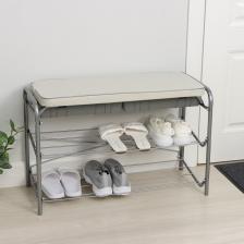 Этажерка для обуви с сиденьем (ЭТП3/С), 2 полки, 79x33x51 см, серая Этажерка для обуви с сиденьем (ЭТП3/С), 2 полки, 79x33x51 см, серая