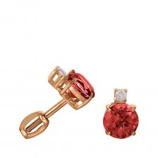 Серьги-пусеты TALANT из золота с гранатом и фианитами Серьги-пусеты TALANT из золота с гранатом и фианитами