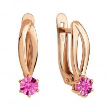 Золотые серьги с рубинами с алмазной гранью Золотые серьги с рубинами с алмазной гранью